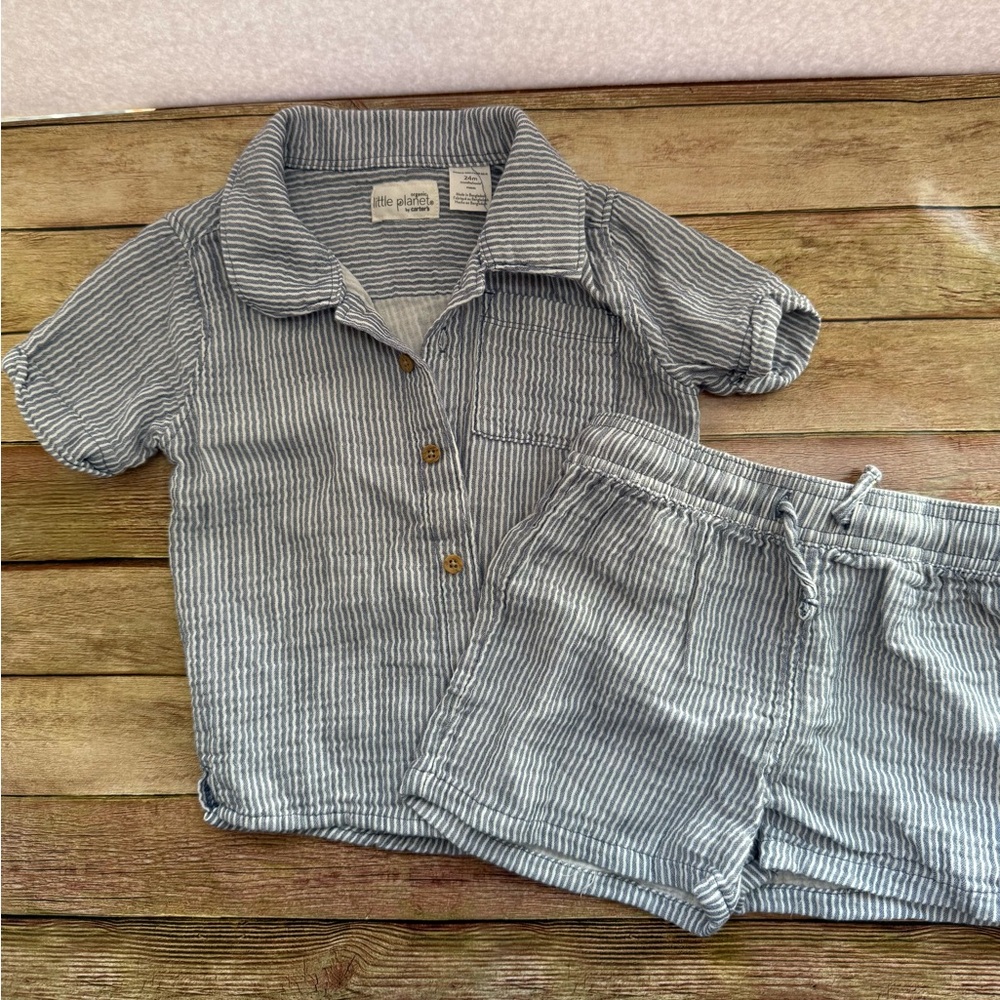 Carter's Blue Matching Sets Button Down Shirts